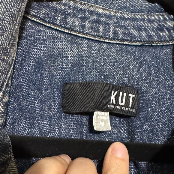 Kut From The Kloth NWT Denim Jean Joni Shirt Jacket Coat Medium Distressed Worn‎ - Picture 5 of 6